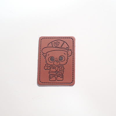 Debossed Logo Small PU Leather Patches suitable For Hat And Bag