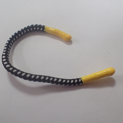 Polyester Black Braided Drawstring Cord Round Silicone Head