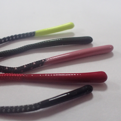 Polyester Black Braided Drawstring Cord Round Silicone Head