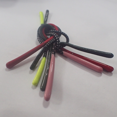 Polyester Black Braided Drawstring Cord Round Silicone Head