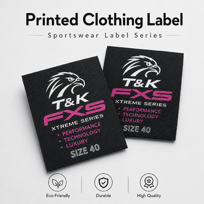 Custom Printed Clothing Label with Logo for Sportswear Brand