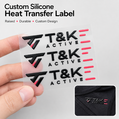 Custom 3D Silicone Heat Transfer Labels with Raised Glossy Logo for Sportswear Apparel and Streetwear