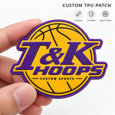 Custom 3D TPU Basketball Logo Patches with Washable and Eco-Friendly Customized Designs for Sportswear and Team Apparel