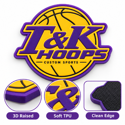 Custom 3D TPU Basketball Logo Patches with Washable and Eco-Friendly Customized Designs for Sportswear and Team Apparel